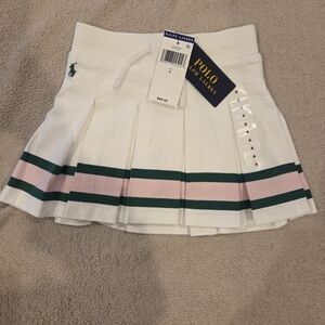 NWT Polo Ralph Lauren White Skirt with Green and Pink Stripes